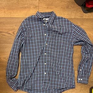 Amazon Essentials Men's Navy and White Plaid Shirt